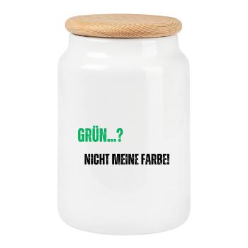 Green not my color - Cookie Jar with Wooden Lid - white - Front