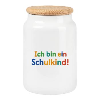 Je suis écolier ! - Boîte à biscuits avec couvercle en bois - blanc - Devant