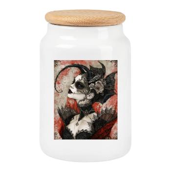Dark Gothic Diva - Cookie Jar with Wooden Lid - white - Front