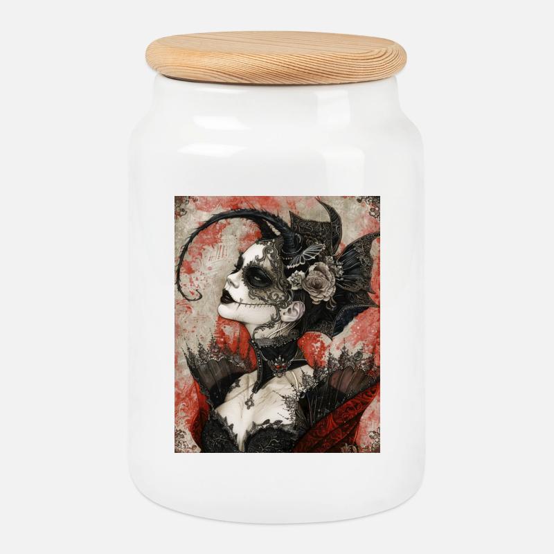 Dark Gothic Diva - Keksdose mit Holzdeckel - Weiß