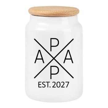 Papa 2027 werdender Vater 2027 stolzer Papa 2027 - Keksdose mit Holzdeckel - Weiß - Vorne