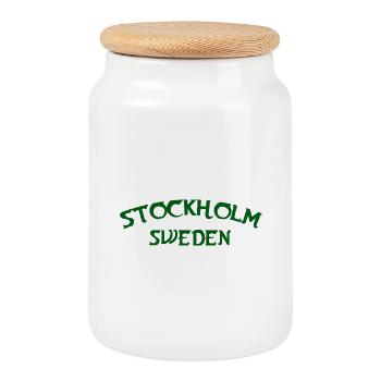 Stockholm 1252, Schweden - Keksdose mit Holzdeckel - Weiß - Vorne