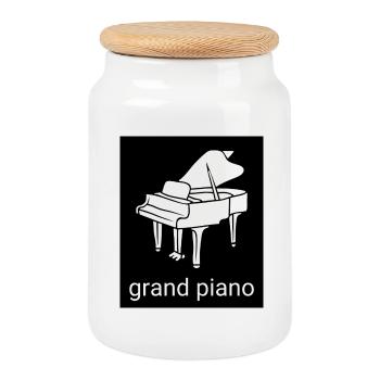 Grande silhouette de piano - Boîte à biscuits avec couvercle en bois - blanc - Devant