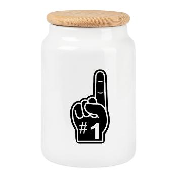 Number 1 - Cookie Jar with Wooden Lid - white - Front