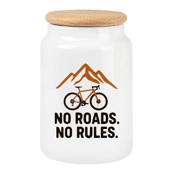 Vélo, pas de routes, pas de règles. - Boîte à biscuits avec couvercle en bois - blanc - Devant