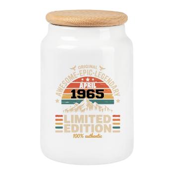 Jubiläumsjahrgang April 1965 - Keksdose mit Holzdeckel - Weiß - Vorne
