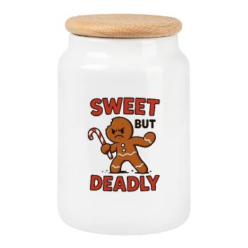 Süß, Aber Gefährlich Gingerbread - Cookie Jar with Wooden Lid - white - Front