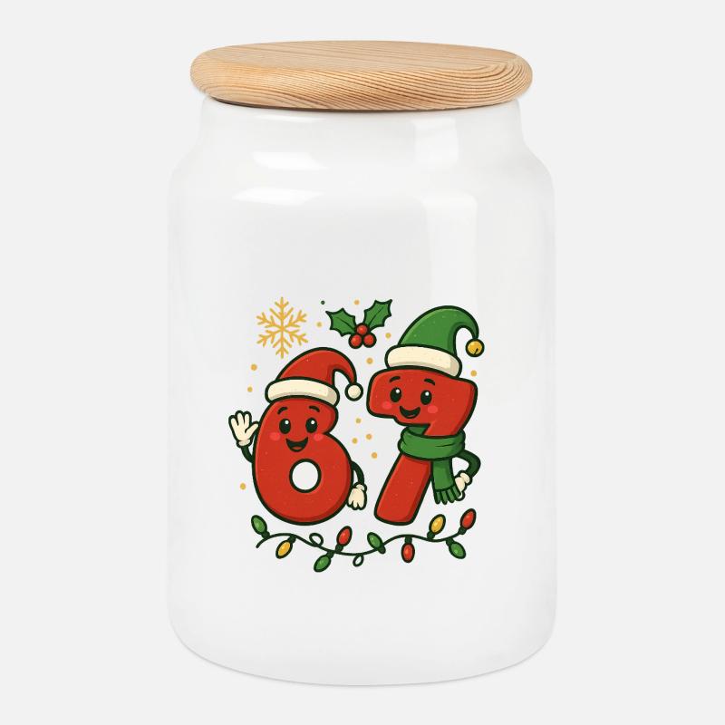 Merry Brainrot - Cookie Jar with Wooden Lid - white