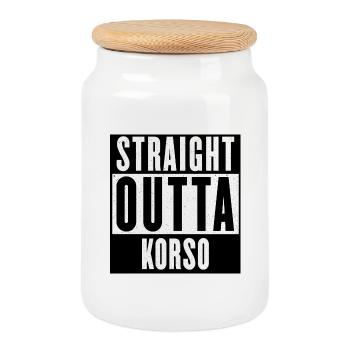 Straight Outta Korso - Cookie Jar with Wooden Lid - white - Front