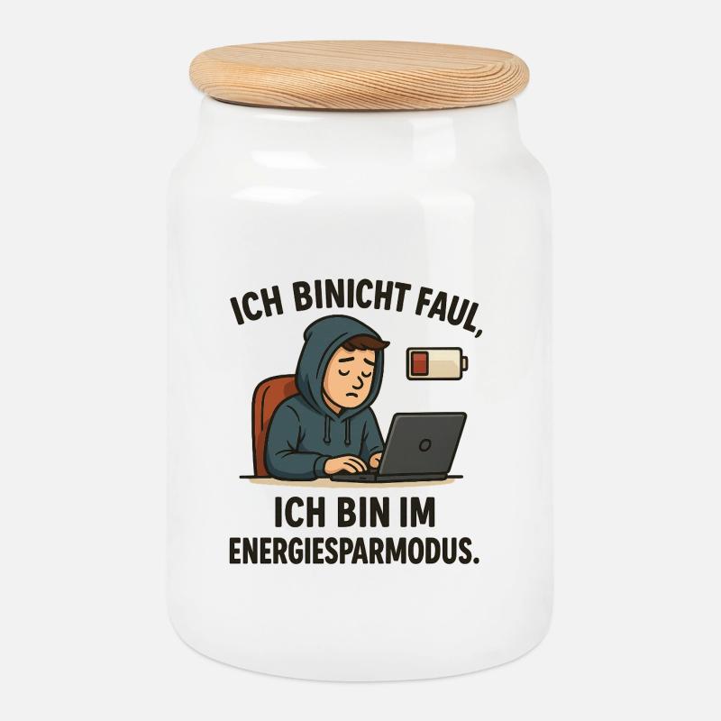 Ich bin nicht faul - Keksdose mit Holzdeckel - Weiß