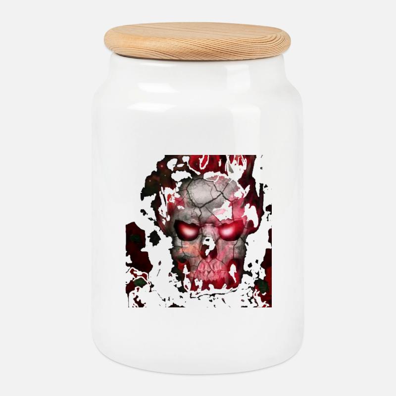 Totenkopf rot skulls - Keksdose mit Holzdeckel - Weiß