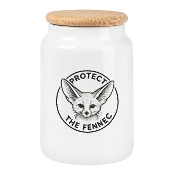 Protect the Fennec - Cookie Jar with Wooden Lid - white - Front