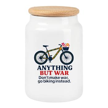 Anything But War - Go Biking Instead - Keksdose mit Holzdeckel - Weiß - Vorne