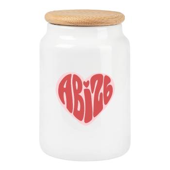 ABG Herz Typografie in Rosa - Keksdose mit Holzdeckel - Weiß - Vorne