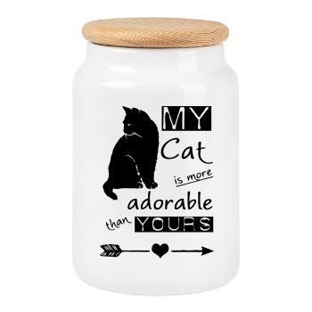 My Cat chat animal animal de compagnie cadeau - Boîte à biscuits avec couvercle en bois - blanc - Devant
