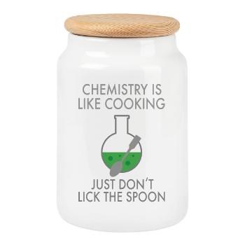 chemistry - Cookie Jar with Wooden Lid - white - Front