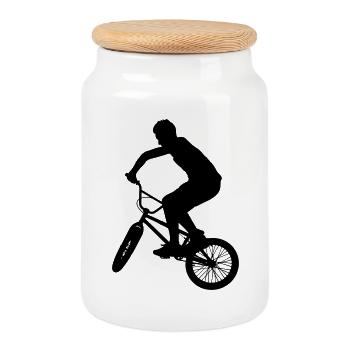BMX - Keksdose mit Holzdeckel - Weiß - Vorne