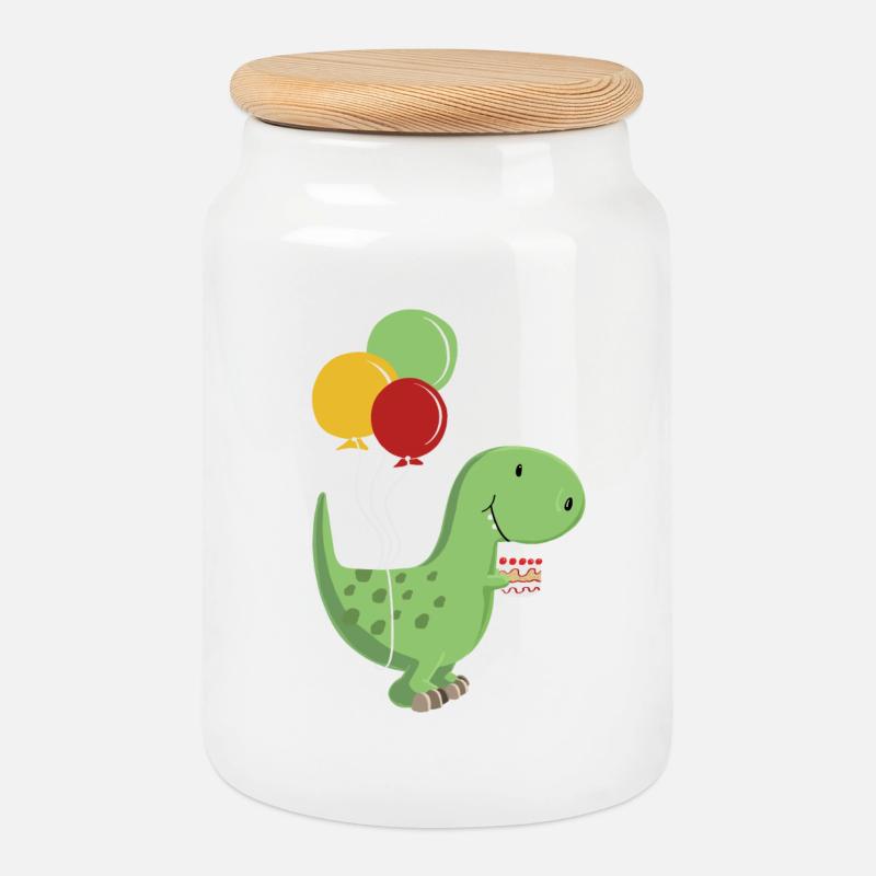 Happy Birthday -Geburtstag Junge T Rex Dinosaurier - Keksdose mit Holzdeckel - Weiß