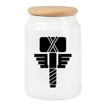 Thor Hammer – Wikinger Mjölnir Comic Superheld - Keksdose mit Holzdeckel - Weiß - Vorne