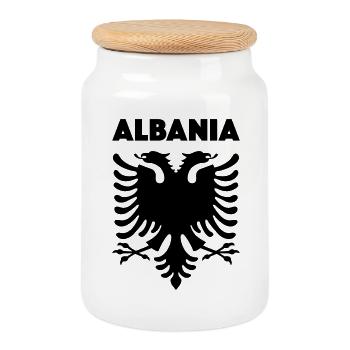 Albania schwarz - Keksdose mit Holzdeckel - Weiß - Vorne