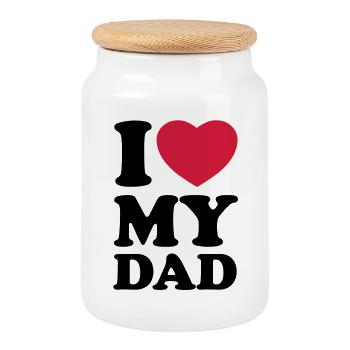 I love my dad - Cookie Jar with Wooden Lid - white - Front