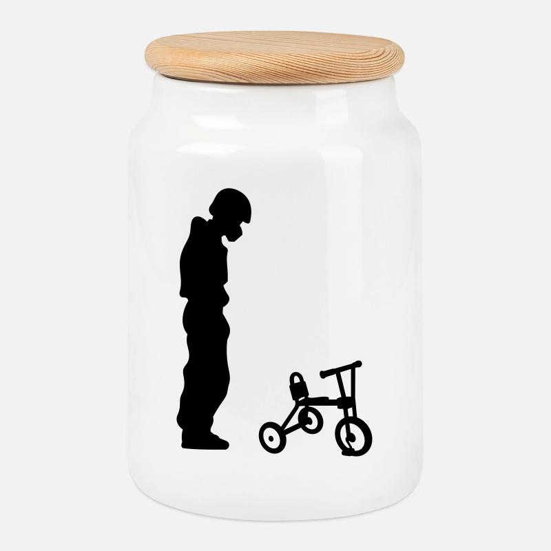 Biker - Keksdose mit Holzdeckel - Weiß