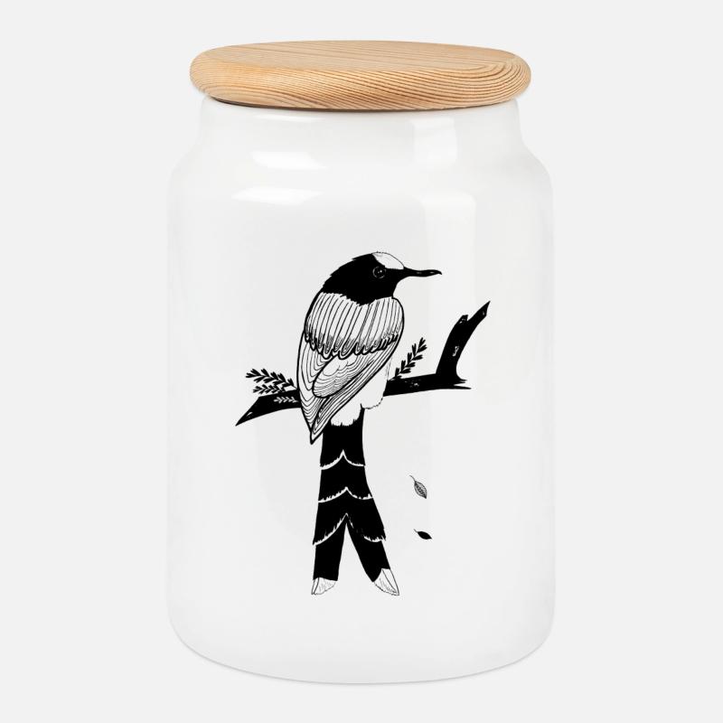 BlackBird - Keksdose mit Holzdeckel - Weiß