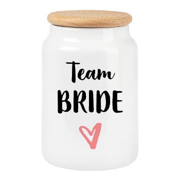 Équipe fiancée fiancée fête partie - Boîte à biscuits avec couvercle en bois - blanc - Devant