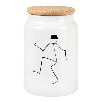 Dance - Cookie Jar with Wooden Lid - white - Front