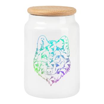 Wolf - Keksdose mit Holzdeckel - Weiß - Vorne