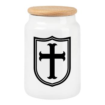 templar knight - Cookie Jar with Wooden Lid - white - Front