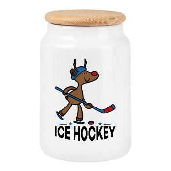 Funny gifts for kids and ice hockey players - Cookie Jar with Wooden Lid - white - Front