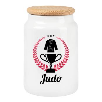 Judo / Judoka / Sport / Fight / Fighter / Strong - Boîte à biscuits avec couvercle en bois - blanc - Devant