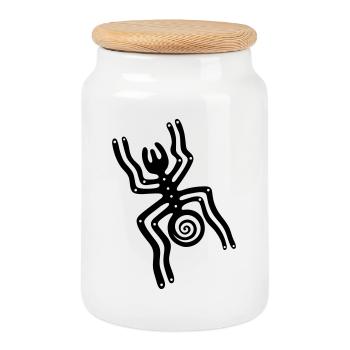 Nazca Linien, Spinne, spider - Keksdose mit Holzdeckel - Weiß - Vorne