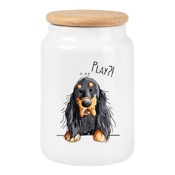 Gordon Setter - Hund - Dog - Hunde - Comic - Keksdose mit Holzdeckel - Weiß - Vorne