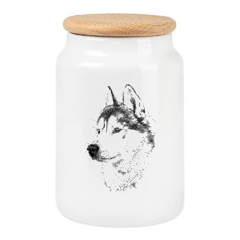 Husky - Cookie Jar with Wooden Lid - white - Front