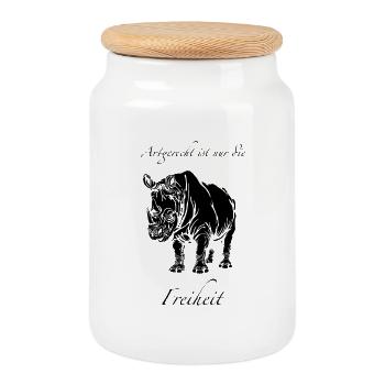 Only freedom is appropriate to the species - Cookie Jar with Wooden Lid - white - Front