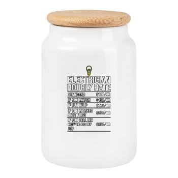 Electrician Hourly Rate Tee - Cookie Jar with Wooden Lid - white - Front