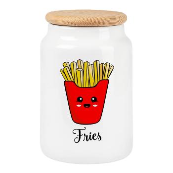 Süße Pommes frites - Keksdose mit Holzdeckel - Weiß - Vorne