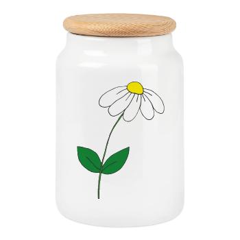 sweet daisy - Cookie Jar with Wooden Lid - white - Front
