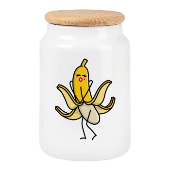 Marilyn, Monroe sexy banana blowing skirt up pun - Cookie Jar with Wooden Lid - white - Front