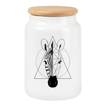 Zebra - Keksdose mit Holzdeckel - Weiß - Vorne