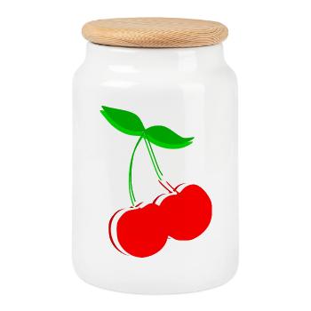 Cherry Retro Fruit Fruit Gift Gift Idea - Cookie Jar with Wooden Lid - white - Front