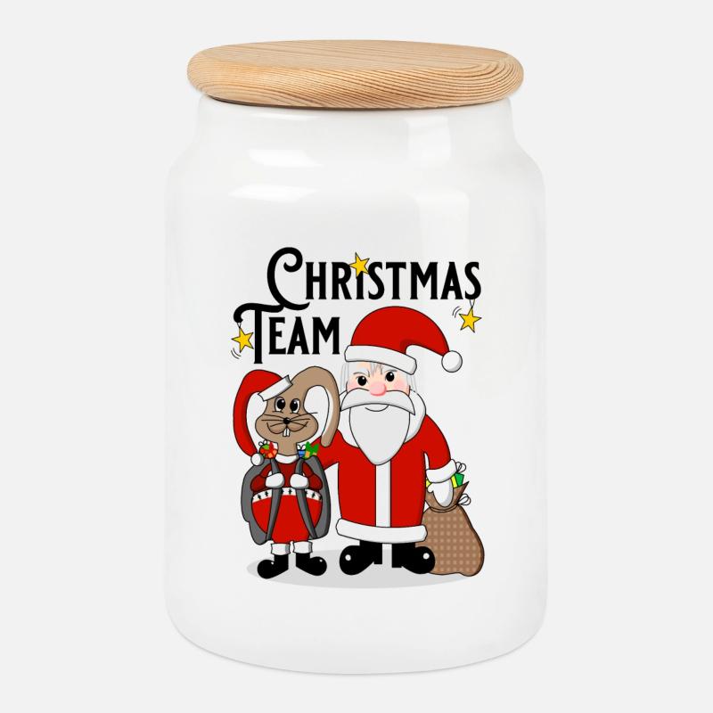 Christmas Team - Keksdose mit Holzdeckel - Weiß