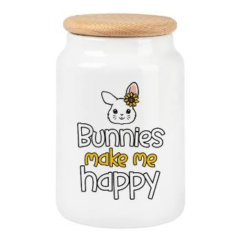Rabbit Rabbit - Cookie Jar with Wooden Lid - white - Front