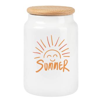 Vivid Summer Sunbeams Illustration - Cookie Jar with Wooden Lid - white - Front