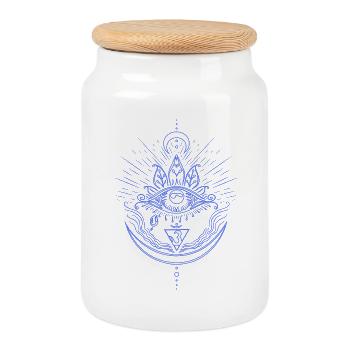Third Eye Chakra Symbol Third Eye - Cookie Jar with Wooden Lid - white - Front