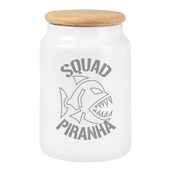Skeletal Warrior Shark - Cookie Jar with Wooden Lid - white - Front