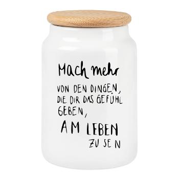 Lebensgefühl - am Leben - Keksdose mit Holzdeckel - Weiß - Vorne