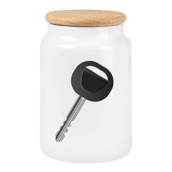 Single car key for automobile fans - Cookie Jar with Wooden Lid - white - Front
